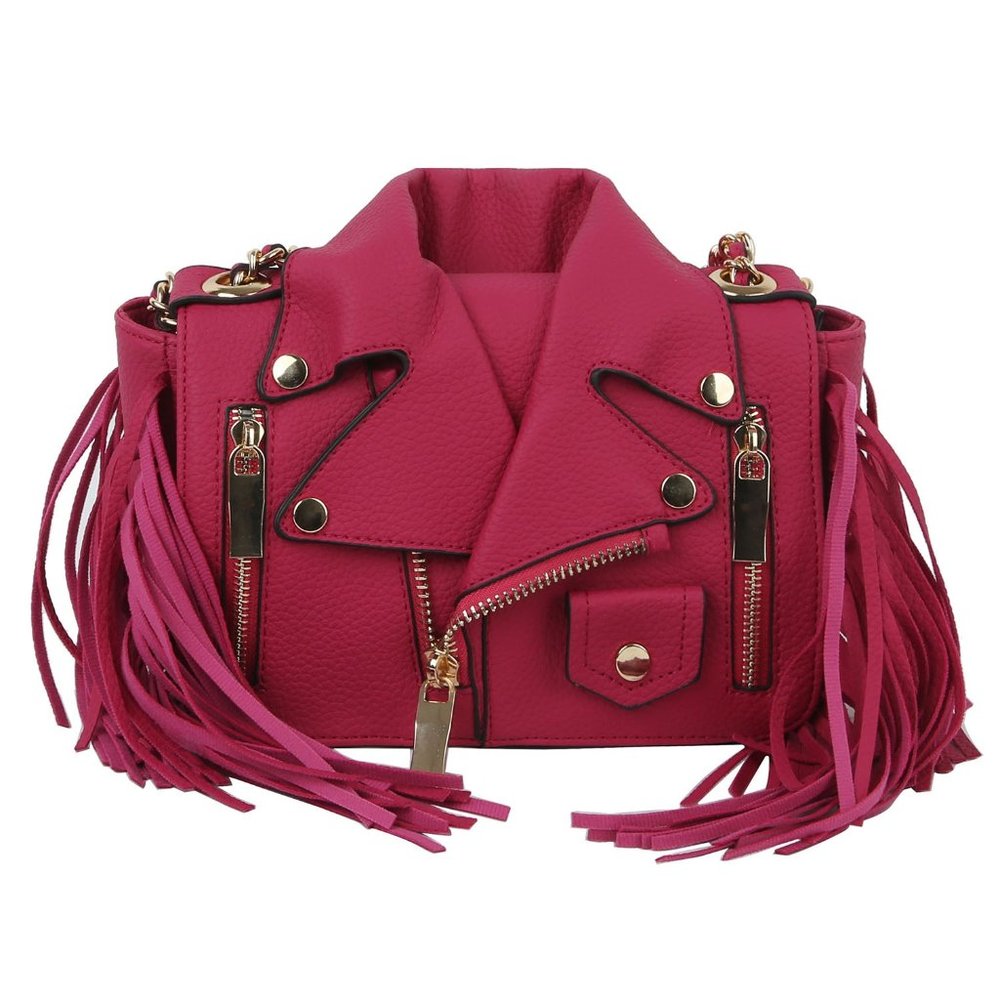 Motorcycle Jacket Fringe Crossbody Handbag